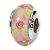Reflection Beads Sterling Silver Pink/Green Hand-blown Glass Bead