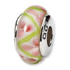 Reflection Beads Sterling Silver Pink/Green Hand-blown Glass Bead