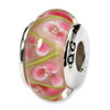 Reflection Beads Sterling Silver Pink/Green Hand-blown Glass Bead