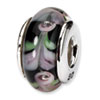 Reflection Beads Sterling Silver Pink/Black Hand-blown Glass Bead