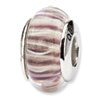 Reflection Beads Sterling Silver Pink Striped Hand-blown Glass Bead