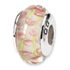 Reflection Beads Sterling Silver PalePink/Green Hand-blown Glass Bead