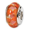 Reflection Beads Sterling Silver Orange Hand-blown Glass Bead