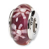 Reflection Beads Sterling Silver Purple Floral Hand-blown Glass Bead