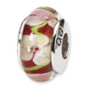 Reflection Beads Sterling Silver Red Floral Hand-blown Glass Bead