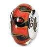 Reflection Beads Sterling Silver Red/Black Hand-blown Glass Bead