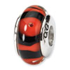 Reflection Beads Sterling Silver Red/Black Hand-blown Glass Bead