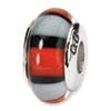 Reflection Beads Sterling Silver Red/White Hand-blown Glass Bead