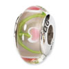 Reflection Beads Sterling Silver Pink/Green Hand-blown Glass Bead