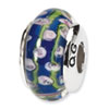 Reflection Beads Sterling Silver Blue Floral Hand-blown Glass Bead