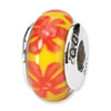 Reflection Beads Sterling Silver Yellow/Orange Hand-blown Glass Bead