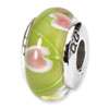 Reflection Beads Sterling Silver Green/Pink Hand-blown Glass Bead
