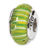 Reflection Beads Sterling Silver Green Hand-blown Glass Bead