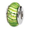 Reflection Beads Sterling Silver Green Hand-blown Glass Bead