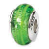 Reflection Beads Sterling Silver Green Hand-blown Glass Bead