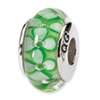 Reflection Beads Sterling Silver Green Floral Hand-blown Glass Bead