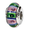 Reflection Beads Sterling Silver Green/Pink Hand-blown Glass Bead