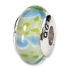 Reflection Beads Sterling Silver Green/Blue Hand-blown Glass Bead