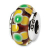 Reflection Beads Sterling Silver Green Floral Hand-blown Glass Bead
