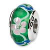 Reflection Beads Sterling Silver Green Floral Hand-blown Glass Bead