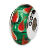 Reflection Beads Sterling Silver Green/Red Hand-blown Glass Bead