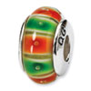 Reflection Beads Sterling Silver Green/Orange Hand-blown Glass Bead