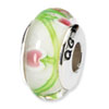 Reflection Beads Sterling Silver White/Pink/Green Hand-blown Glass Bead