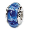 Reflection Beads Sterling Silver Blue Hand-blown Glass Bead