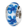Reflection Beads Sterling Silver Blue Floral Hand-blown Glass Bead
