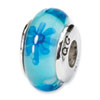 Reflection Beads Sterling Silver Blue Floral Hand-blown Glass Bead