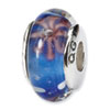Reflection Beads Sterling Silver Blue Floral Hand-blown Glass Bead