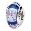 Reflection Beads Sterling Silver Blue Floral Hand-blown Glass Bead