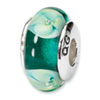 Reflection Beads Sterling Silver Blueish Green Floral Hand-blown Glass Bead