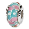 Reflection Beads Sterling Silver Blue/Pink Hand-blown Glass Bead
