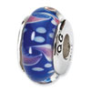 Reflection Beads Sterling Silver Blue/Red Hand-blown Glass Bead
