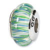 Reflection Beads Sterling Silver Blue/Green Hand-blown Glass Bead