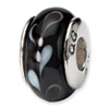 Reflection Beads Sterling Silver Black Hand-blown Glass Bead
