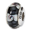 Reflection Beads Sterling Silver Black/White Hand-blown Glass Bead