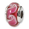 Reflection Beads Sterling Silver Kids Pink Hand-blown Glass Bead