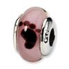 Reflection Beads Sterling Silver Kids Pink Foot Murano Glass Bead