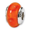 Reflection Beads Sterling Silver Kids Orange Hand-blown Glass Bead