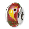 Reflection Beads Sterling Silver Kids Red Bird Murano Glass Bead