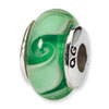 Reflection Beads Sterling Silver Kids Green Hand-blown Glass Bead