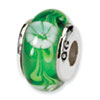 Reflection Beads Sterling Silver Kids Green Hand-blown Glass Bead