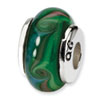 Reflection Beads Sterling Silver Kids Green Hand-blown Glass Bead