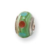 Reflection Beads Sterling Silver Kids Green Hand-blown Glass Bead