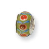 Reflection Beads Sterling Silver Kids Green Hand-blown Glass Bead