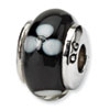 Reflection Beads Sterling Silver Kids Black Hand-blown Glass Bead
