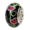 Reflection Beads Sterling Silver Kids Black Hand-blown Glass Bead