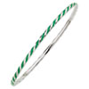 Stackable Expressions Sterling Silver Twisted Green Enameled Slip-On Bangle Bracelet
